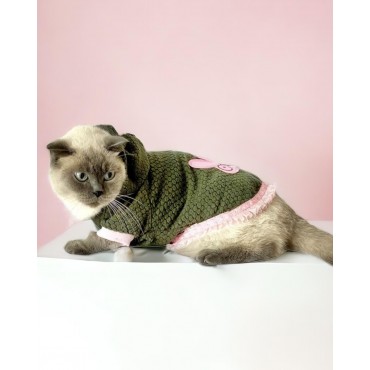 Greenco Bunny Kapsonlu Sweatshirt Kedi Elbisesi Süeteri Kedi Kıyafeti