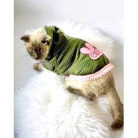 Greenco Bunny Kapsonlu Sweatshirt Kedi Elbisesi Süeteri Kedi Kıyafeti 