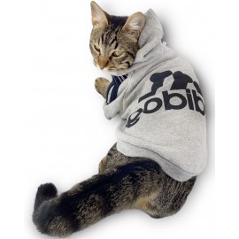 Gri Adidog Kapşonlu Duo Kedi Sweatshirt Duo