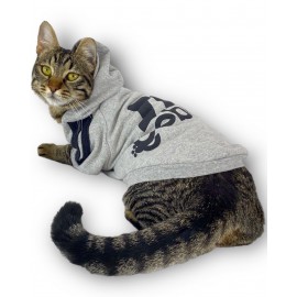 Gri Adidog Kapşonlu Duo Kedi Sweatshirt Duo