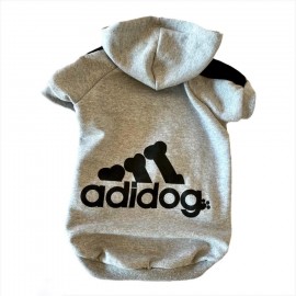 Gri Adidog Kapşonlu Duo Kedi Sweatshirt Duo