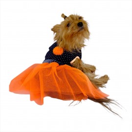 Orange Dots Flower Köpek Elbisesi,  Kıyafeti Tutu