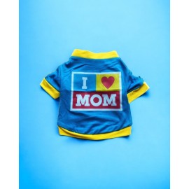 Hediye Paketli, Anneye Hediye, Love Mom Blue, Oval Yaka Tişört Köpek Kıyafeti,Elbisesi Anneler Günü, Anneye, Anne 