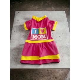 Anneler Günü Hediye Kutulu I Love Mom Pink Köpek Kıyafeti,Elbisesi Anneler Günü, Anneye Hediye, Anne 