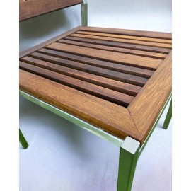 Inox İroko Ahşap Minderli Sandalye, 2li, 2 Adet Minderli Bahçe Sandalyesi INX330