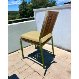 Inox İroko Ahşap Minderli Sandalye, 4lü, 4 Adet Minderli Bahçe Sandalyesi INX330