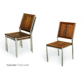 Inox İroko Ahşap Sandalye, 2li, 2 Adet Bahçe Sandalyesi INX330