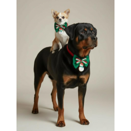 Kardan Adam Köpek Papyon Tasması |  Yeşil Kırmızı Fiyonk Boyun Aksesuarı | Noel Temalı Köpek Süsü | Orta ve Büyük Irklar İçin