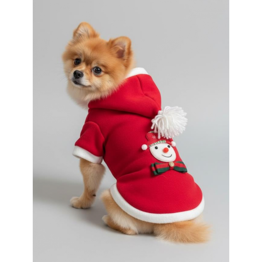 KardanAdam Kırmızı Polar Köpek Kıyafeti | Kapüşonlu Noel Köpek Sweatshirt | Küçük Irklar İçin