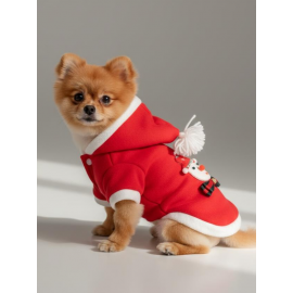 KardanAdam Kırmızı Polar Köpek Kıyafeti | Kapüşonlu Noel Köpek Sweatshirt | Küçük Irklar İçin