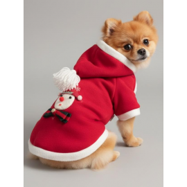 KardanAdam Kırmızı Polar Köpek Kıyafeti | Kapüşonlu Noel Köpek Sweatshirt | Küçük Irklar İçin
