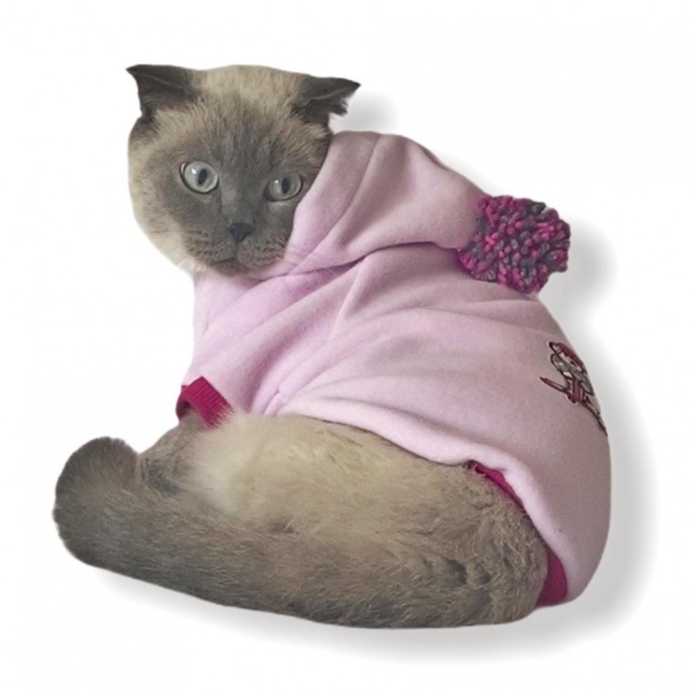Kay Kay Pink Kapsonlu Sweatshirt Kedi Süeteri Kedi Kıyafeti
