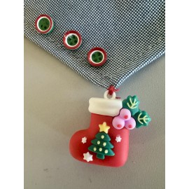 Christmas Dog Bandana | Küçük Irk Köpek Fuları | Yılbaşı Temalı Çorap Aksesuar Detaylı Bandana | Max 6 kg