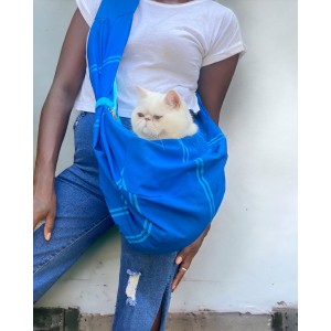 Kedi Taşıma Çantası Mavi Çizgili Outdoor Su Tutmaz Kumaş