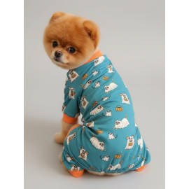 Puggy Pie Köpek Pijama Tulum | Küçük Irk Pamuklu Köpek Tulumu | Tüy Dökülmesini Azaltır | Penye Dog Pajamas