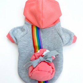 Rainbow Kedi Sweatshirt | Kapüşonlu Gökkuşağı Detaylı Kedi Kıyafeti | Kedi Hoodie