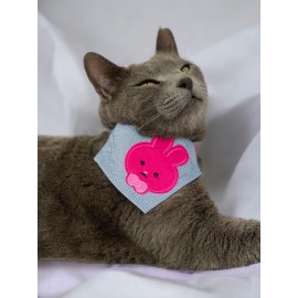 Pink Bunny Kedi Bandana, Fular, Kedi Kıyafeti Kedi Elbisesi, Kedi Tasması