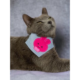Pink Bunny Kedi Bandana, Fular, Kedi Kıyafeti Kedi Elbisesi, Kedi Tasması