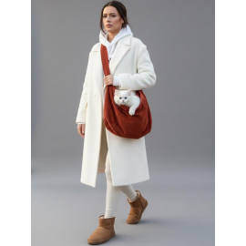 Kiremit Rengi Güderi Dokulu  Kedi Taşıma Çantası – Emniyet Kemerli