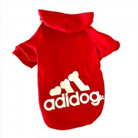 Kırmızı Adidog Kapşonlu Köpek Sweatshirt Köpek Kazağı
