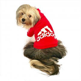 Kırmızı Adidog Kapşonlu Köpek Sweatshirt Köpek Kazağı