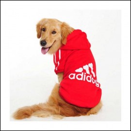 Kırmızı Kapşonlu Adidog Sweatshirt Orta ve Büyük Köpekler İçin