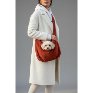 Kızıl Kahve Güderi Dokulu Köpek Taşıma Çantası – Emniyet Kemerli