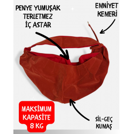 Kızıl Kahve Güderi Dokulu Köpek Taşıma Çantası – Emniyet Kemerli