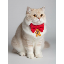 Kurabiye Adam Kedi Papyon Tasması | Kırmızı Fiyonk Boyun Aksesuarı | Noel Temalı Kedi Süsü