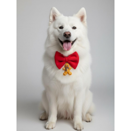 Kurabiye Adam Köpek Papyon Tasması | Kırmızı Fiyonk Boyun Aksesuarı | Noel Temalı Köpek Süsü | Orta ve Büyük Irklar İçin