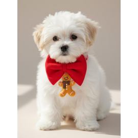 Kurabiye Adam Küçük Irk Köpek Papyon Tasması | Kırmızı Fiyonk Boyun Aksesuarı | Noel Temalı Köpek Süsü