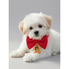 Kurabiye Adam Küçük Irk Köpek Papyon Tasması | Kırmızı Fiyonk Boyun Aksesuarı | Noel Temalı Köpek Süsü