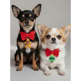 Kurabiye Adam Küçük Irk Köpek Papyon Tasması | Kırmızı Fiyonk Boyun Aksesuarı | Noel Temalı Köpek Süsü