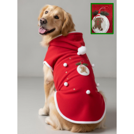 Kurabiye Adam Yılbaşı Köpek Kıyafeti | Noel Baba Kapüşonlu Polar Sweatshirt | Orta ve Büyük Irklar İçin