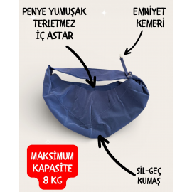 Lacivert Güderi Dokulu  Kedi Taşıma Çantası – Emniyet Kemerli