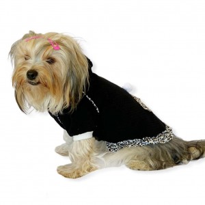 Leopard Black Kapşonlu Sweat Elbise by Kemique Köpek Kazağı
