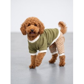 Latte & Matcha Köpek Rüyası | Pamuklu Köpek Tulumu, Polar Sweatshirt ve Mini Yastık | 3 Parça