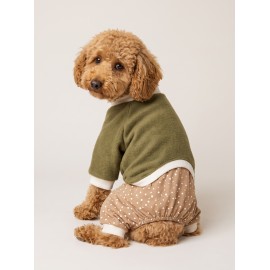 Latte & Matcha Köpek Rüyası | Pamuklu Köpek Tulumu, Polar Sweatshirt ve Mini Yastık | 3 Parça