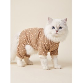Latte Sprinkles Kedi Tulumu | Pamuklu Penye Kedi Kıyafeti | Küçük Irklar İçin | Tüy Dökülmesini Azaltır