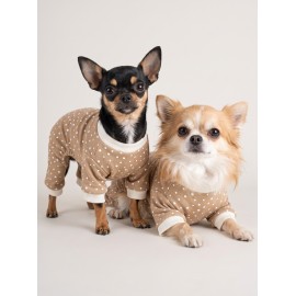 Latte Sprinkles Köpek Tulumu | Pamuklu Penye Köpek Pijaması | Küçük Irklar İçin | Tüy Dökülmesini Azaltır