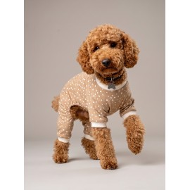Latte Sprinkles Köpek Tulumu | Pamuklu Penye Köpek Pijaması | Küçük Irklar İçin | Tüy Dökülmesini Azaltır