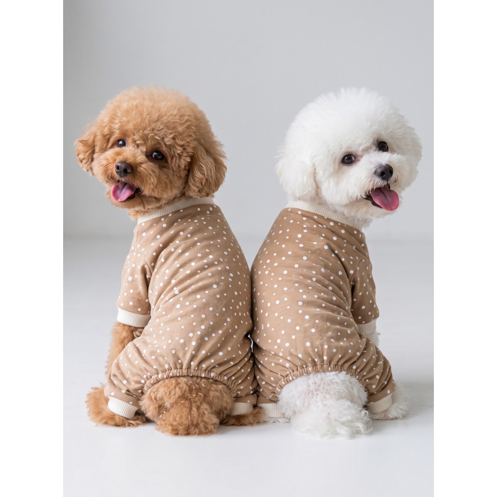 Latte Sprinkles Köpek Tulumu | Pamuklu Penye Köpek Pijaması | Küçük Irklar İçin | Tüy Dökülmesini Azaltır