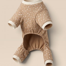 Latte Sprinkles Köpek Tulumu | Pamuklu Penye Köpek Pijaması | Küçük Irklar İçin | Tüy Dökülmesini Azaltır