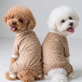 Latte Sprinkles Köpek Tulumu | Pamuklu Penye Köpek Pijaması | Küçük Irklar İçin | Tüy Dökülmesini Azaltır