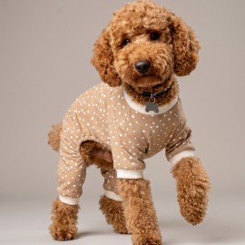Latte Sprinkles Köpek Tulumu | Pamuklu Penye Köpek Pijaması | Küçük Irklar İçin | Tüy Dökülmesini Azaltır