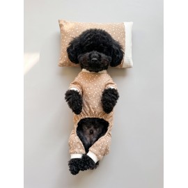 Latte Sprinkles Köpek Uyku Takımı | Pamuklu Penye Köpek Tulumu ve Mini Yastık | Küçük Irklar İçin | Tüy Dökülmesini Azaltır