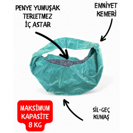 Leke tutmaz Su yeşili Kadife Dokulu  Kedi Taşıma Çantası – Emniyet Kemerli