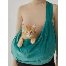 Leke tutmaz Su yeşili Kadife Dokulu  Kedi Taşıma Çantası – Emniyet Kemerli