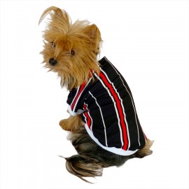 Black Red White Striped Oval Yaka Tişört Köpek Kıyafeti Köpek Elbisesi