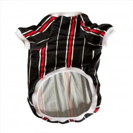 Black Red White Striped Oval Yaka Tişört Köpek Kıyafeti Köpek Elbisesi